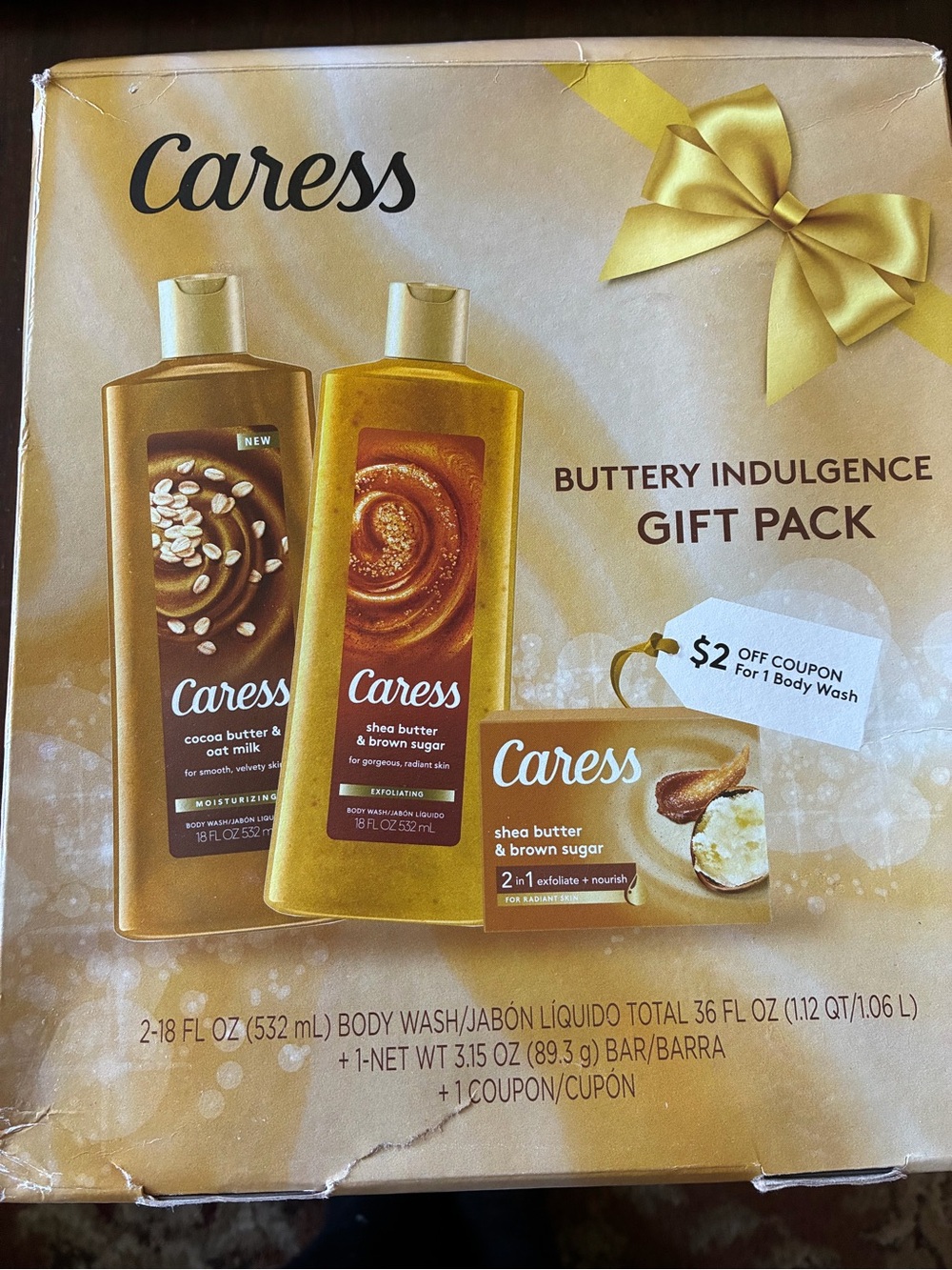 Caress Buttery Indulgence Gift Pack - Gold Body Wash & Bar Soap. New. Never open